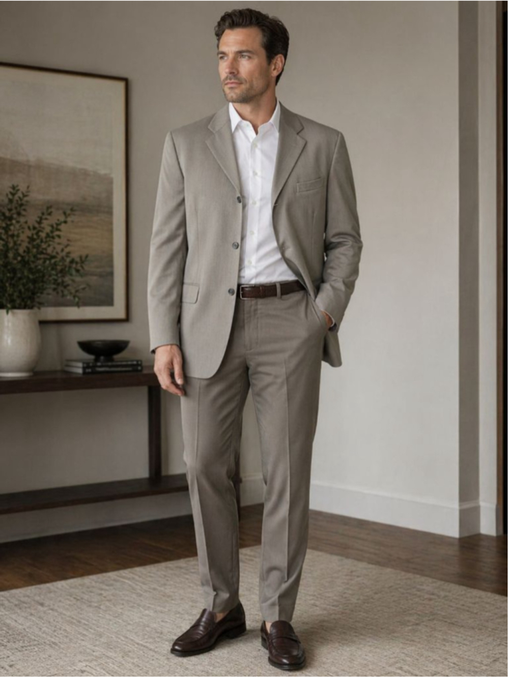 Giorgio Sanetti Taupe Suit Jacket Men’s Size 44R